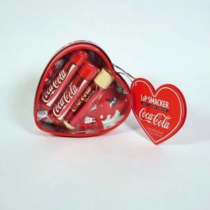 Coca-Cola Lip Smackers 3 Piece Set With Heart Shaped Collectors Tin NEW & SEALED